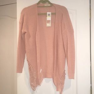 Light pink distressed cardigan